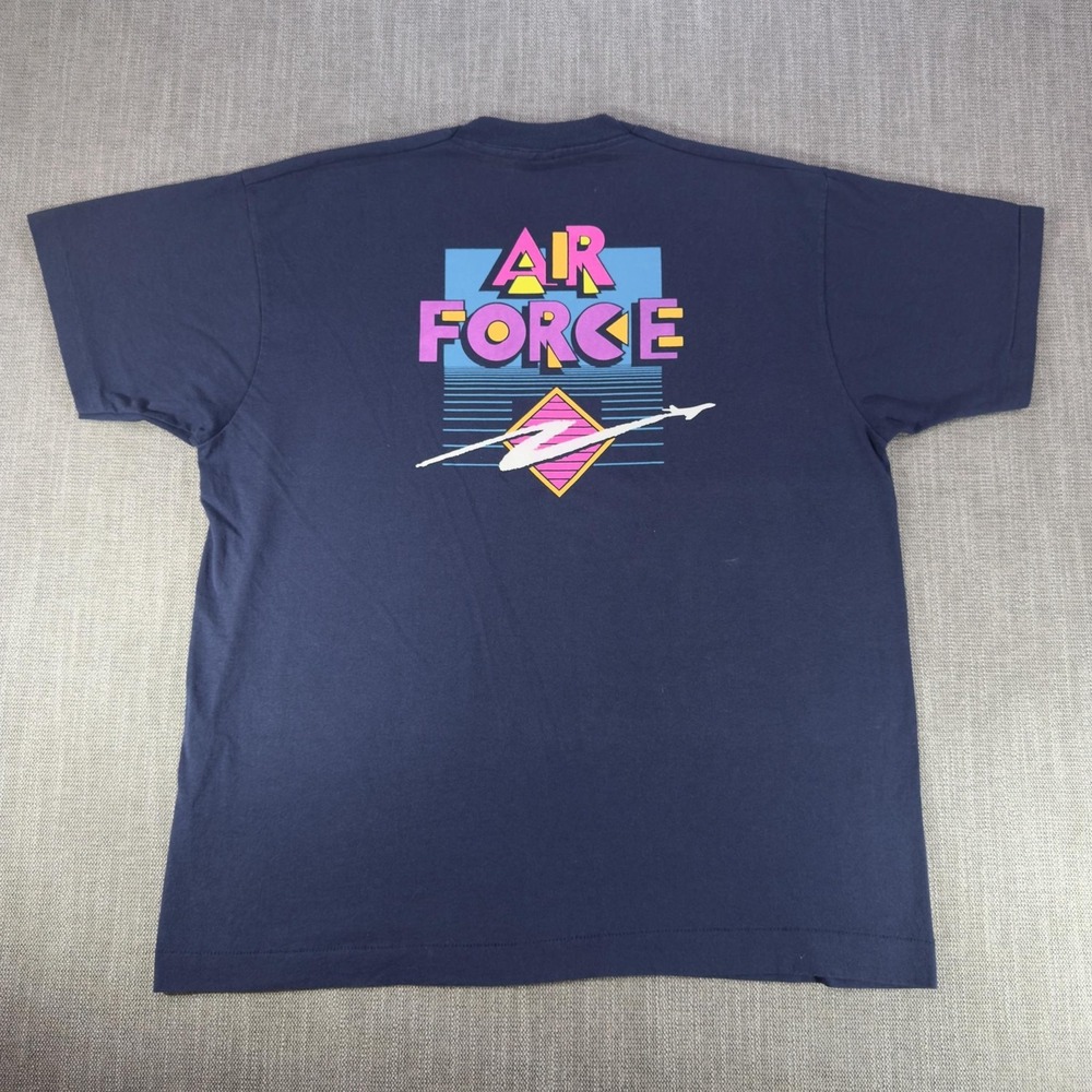 Vintage Air Force Shirt Mens XL Blue Jet Graphic Tee Fruit Of The Loom USA 80s
